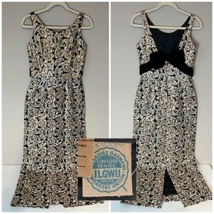 Vintage 1960s Pearlescent Rainbow Full Length Evening Dress Gown